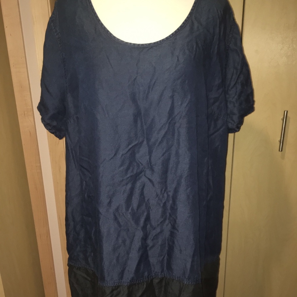 Ava &Viv Chambray Denim Colorblock Dress